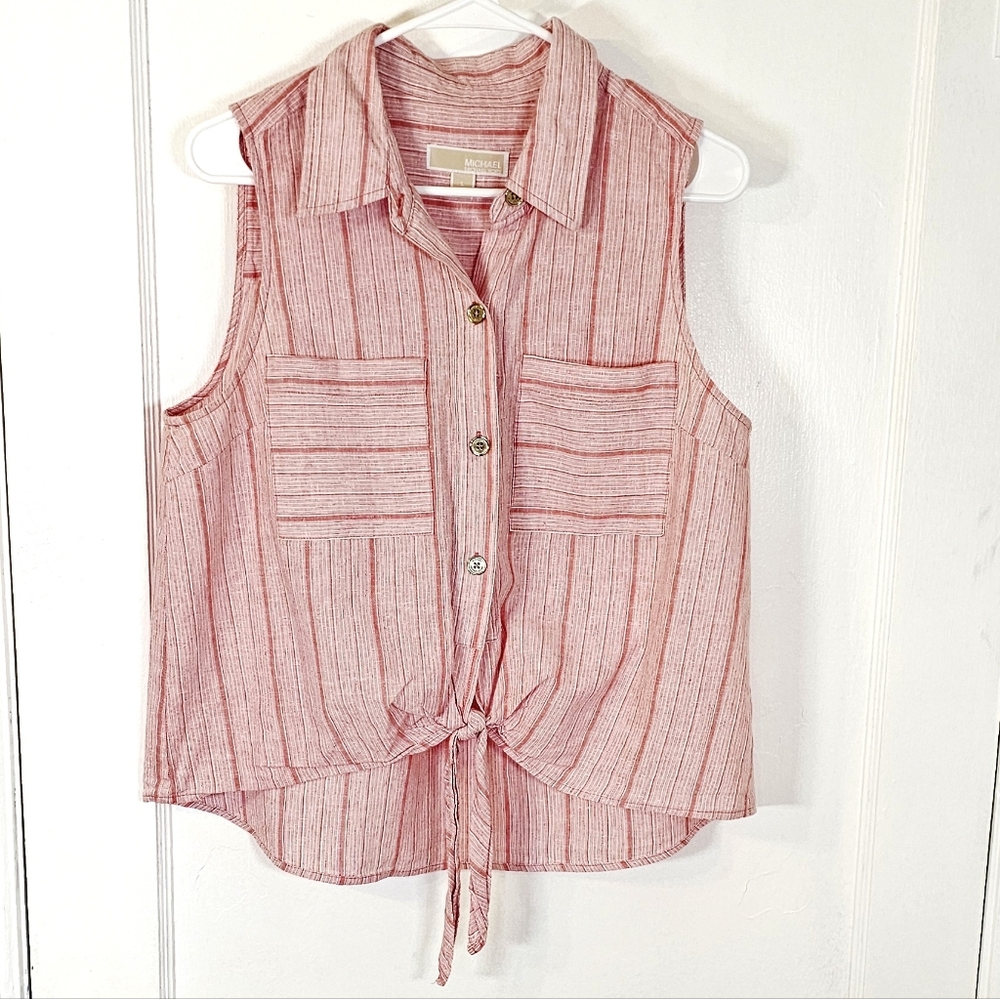 MK Striped Sleeveless Blouse